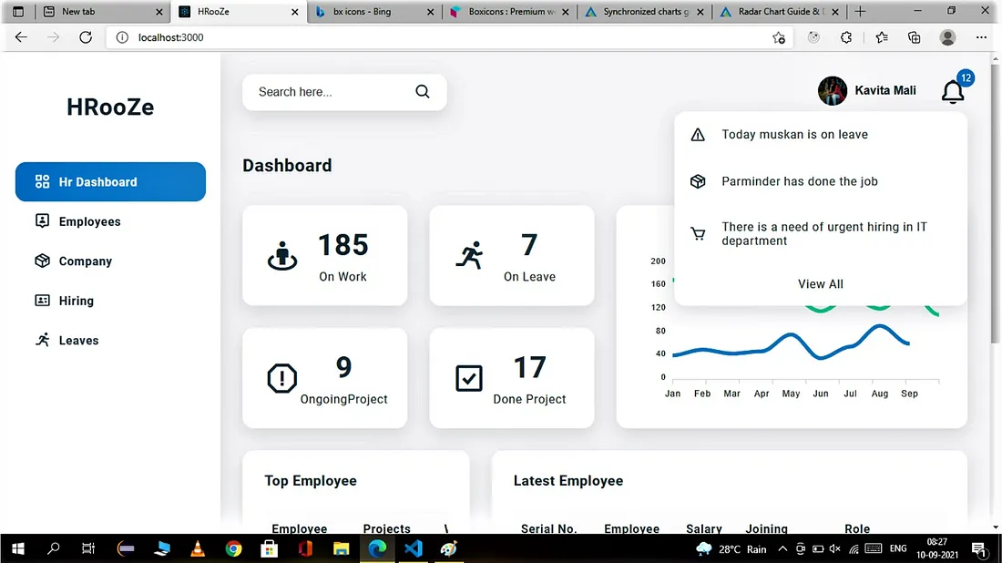 Web Application HRooze- Dashboard